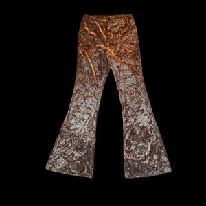Burnt orange paisley wide leg/bell bottom/flare velvet pants